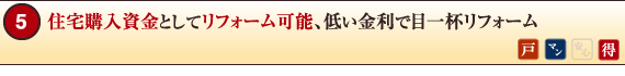 住宅購入資金としてリフォーム可能、低い金利で目一杯リフォーム